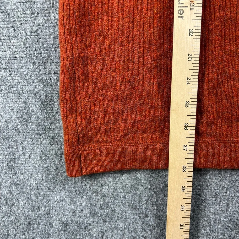 Banana Republic Sweater Mens XL Orange Lambswool Cashmere 1/4 Zip Elbow Patches‎